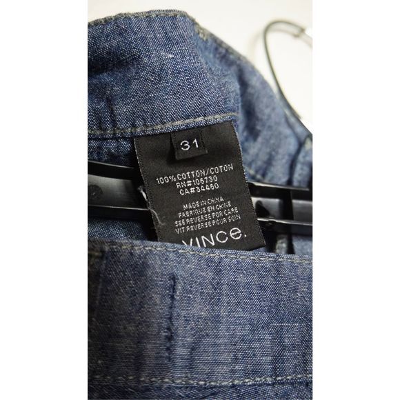Vince Trouser Pants Chambray Rolled Cropped Women's W31 Denim‎ Rinse Blue - Picture 8 of 9